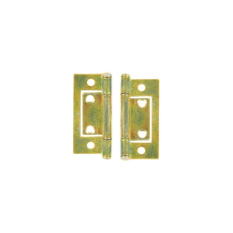 Brass Plated Flush Hinge - 50mm - Pair cupboard hinge