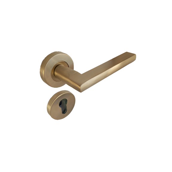 Brushed Brass PVD Pello lever handle on rose