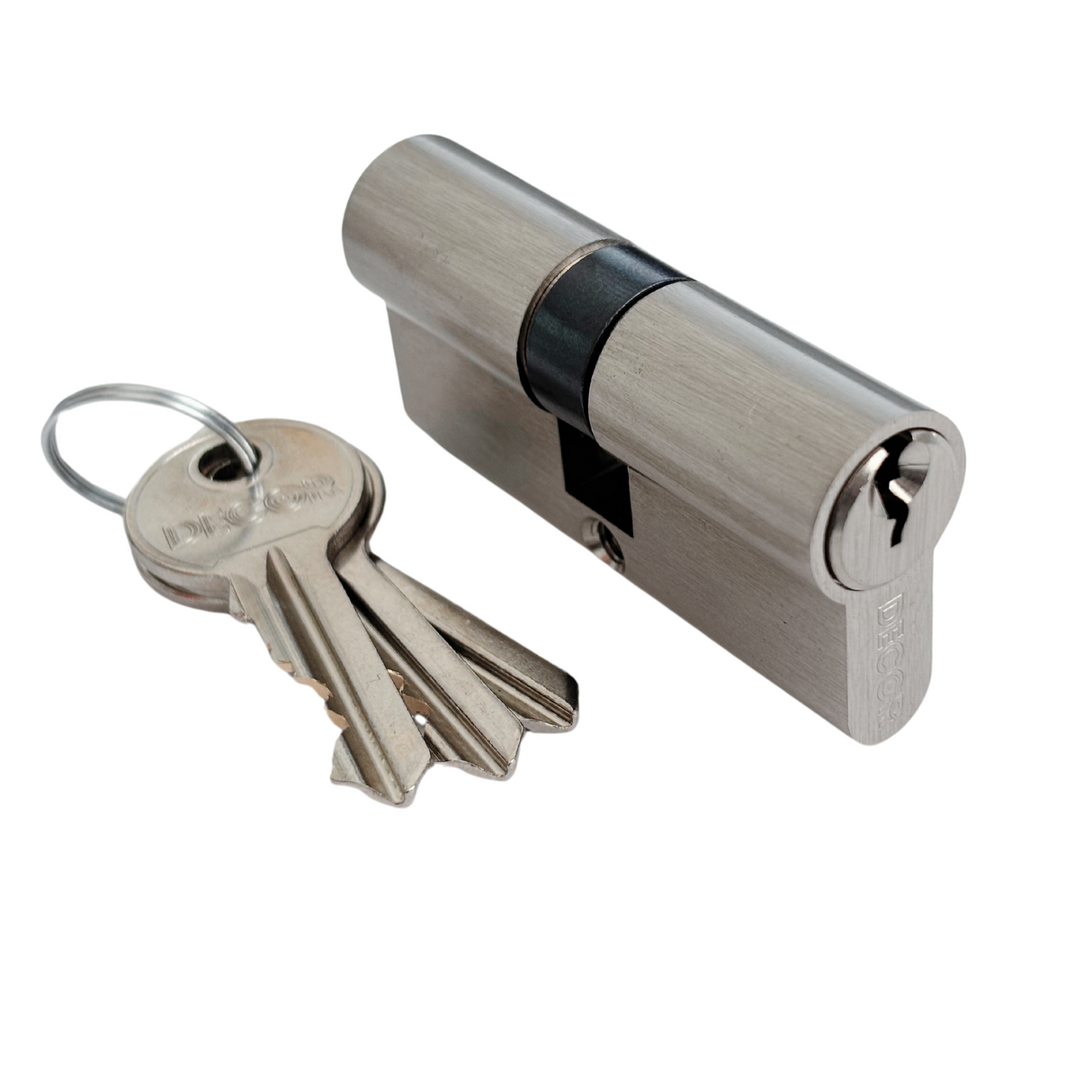 Brushed Nickel Double Cylinder - 65mm