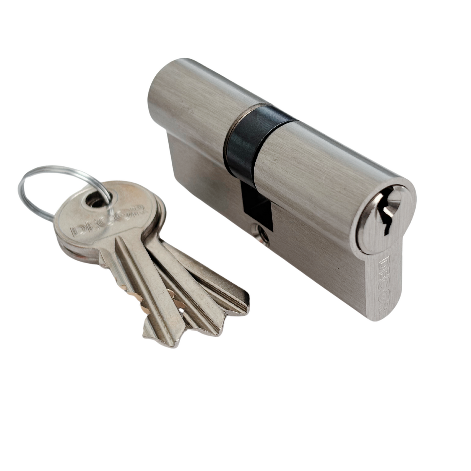 Brushed Nickel Double Cylinder - 65mm