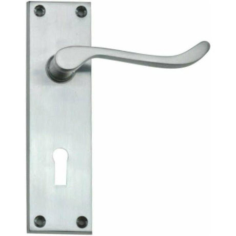 Brushed victorian lever handle on plate door handles on plate