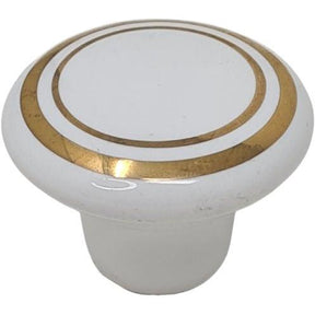 Ceramic Knob with Gold Ring cupboard handle