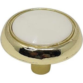 Classic gold knob with a porcelain insert cupboard handle