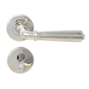 Designer edition chrome door handles on rose - "Romy" Series door handle on rose