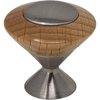 Italian 26mm Oak and Satin Cupboard Knob