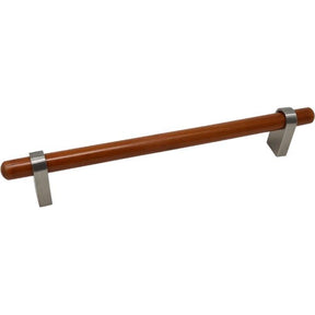 Italian Cupboard Handle - Cherry wood and Satin Nickel - 128mm
