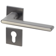 Italian Lever Handle on Rose in Satin Black/Pearl