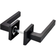Matt Black Italian lever handle on square rose