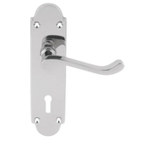 Shiny Chrome Victorian Lever Handle on Plate door handles on plate