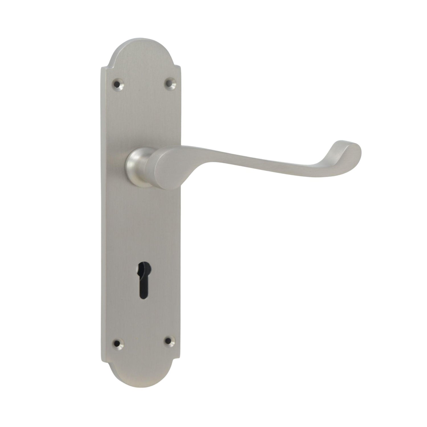 Silver Victorian lever handle on backplate 165mm