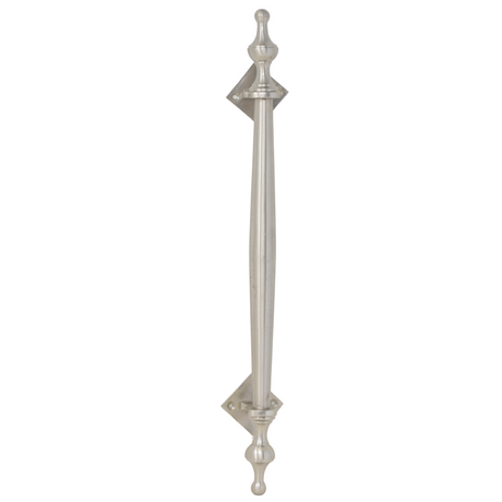 Solid brass pull handle with finials - 295mm