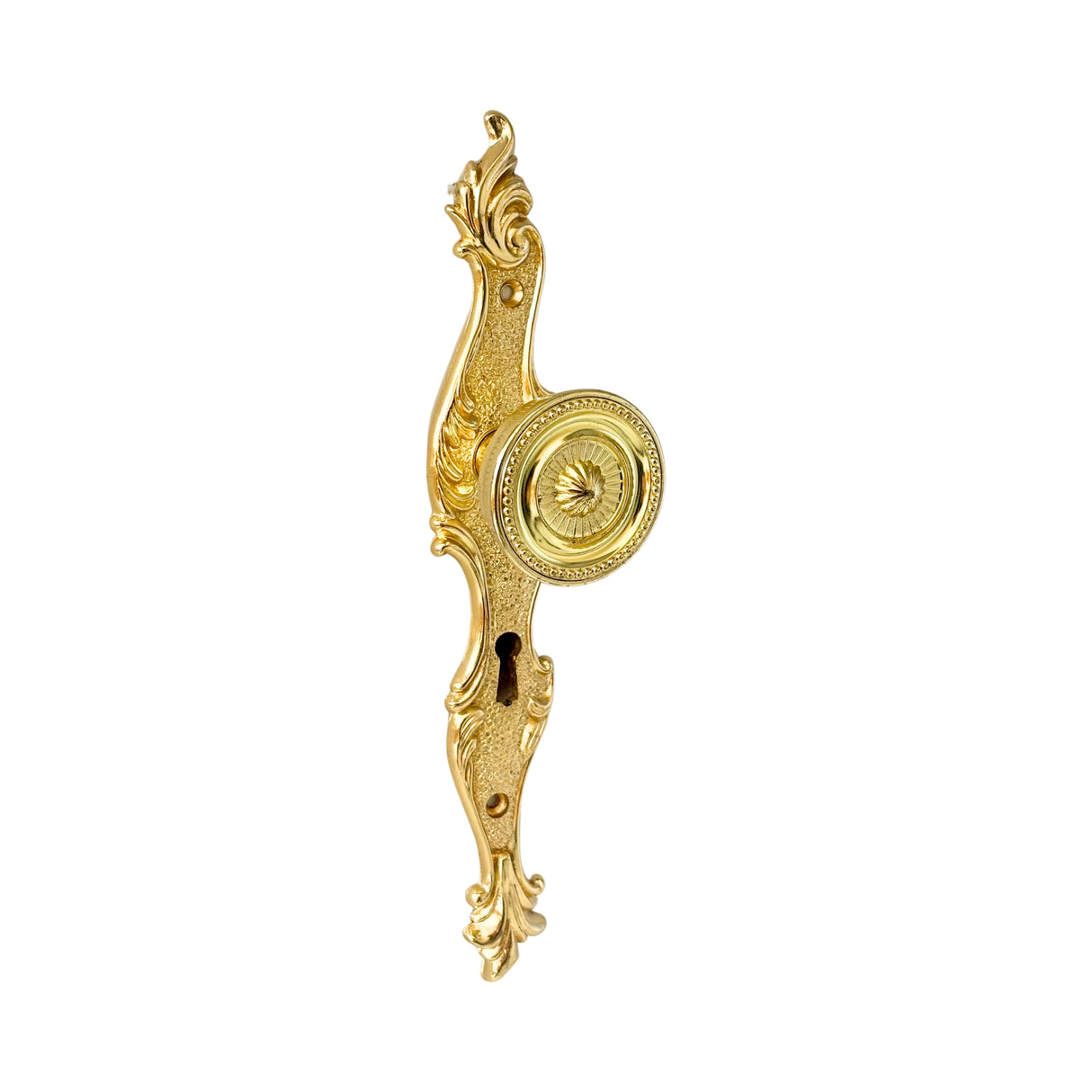 Decorative Knob on Plate - Brass Plated