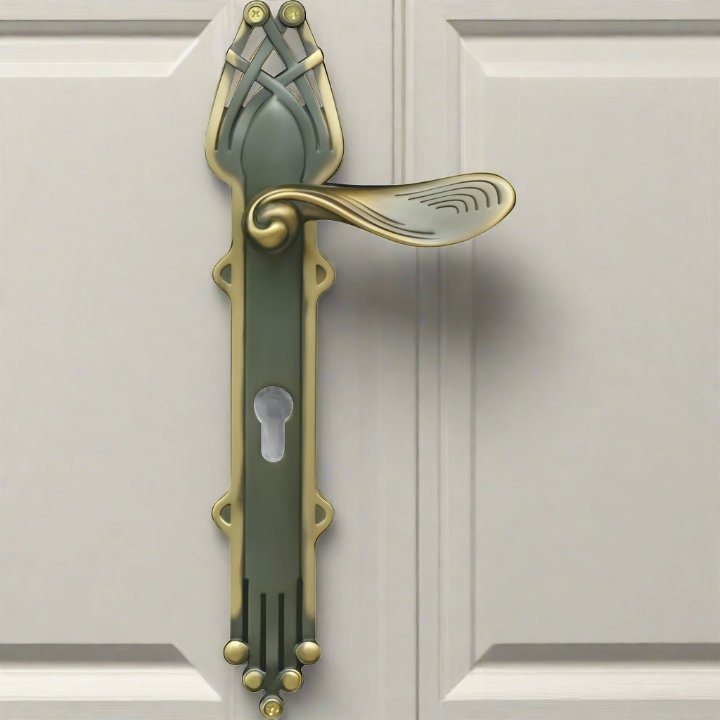 "Harp" - Antique door handles on back plate - Decor Handles - door handles on plate