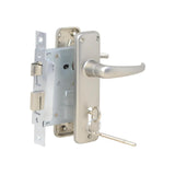 Standard Lever Door Handle on Plate with Two Lever Lock - Satin Chrome