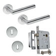 Stainless Steel Tubular Door Handle on Rose with SABS approved Two Lever Lock