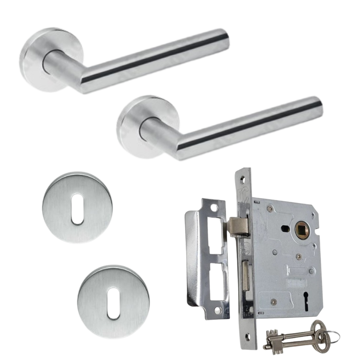 Stainless Steel Tubular Door Handle on Rose with SABS approved Two Lever Lock