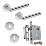 Stainless Steel Tubular Door Handle on Rose with SABS approved Two Lever Lock