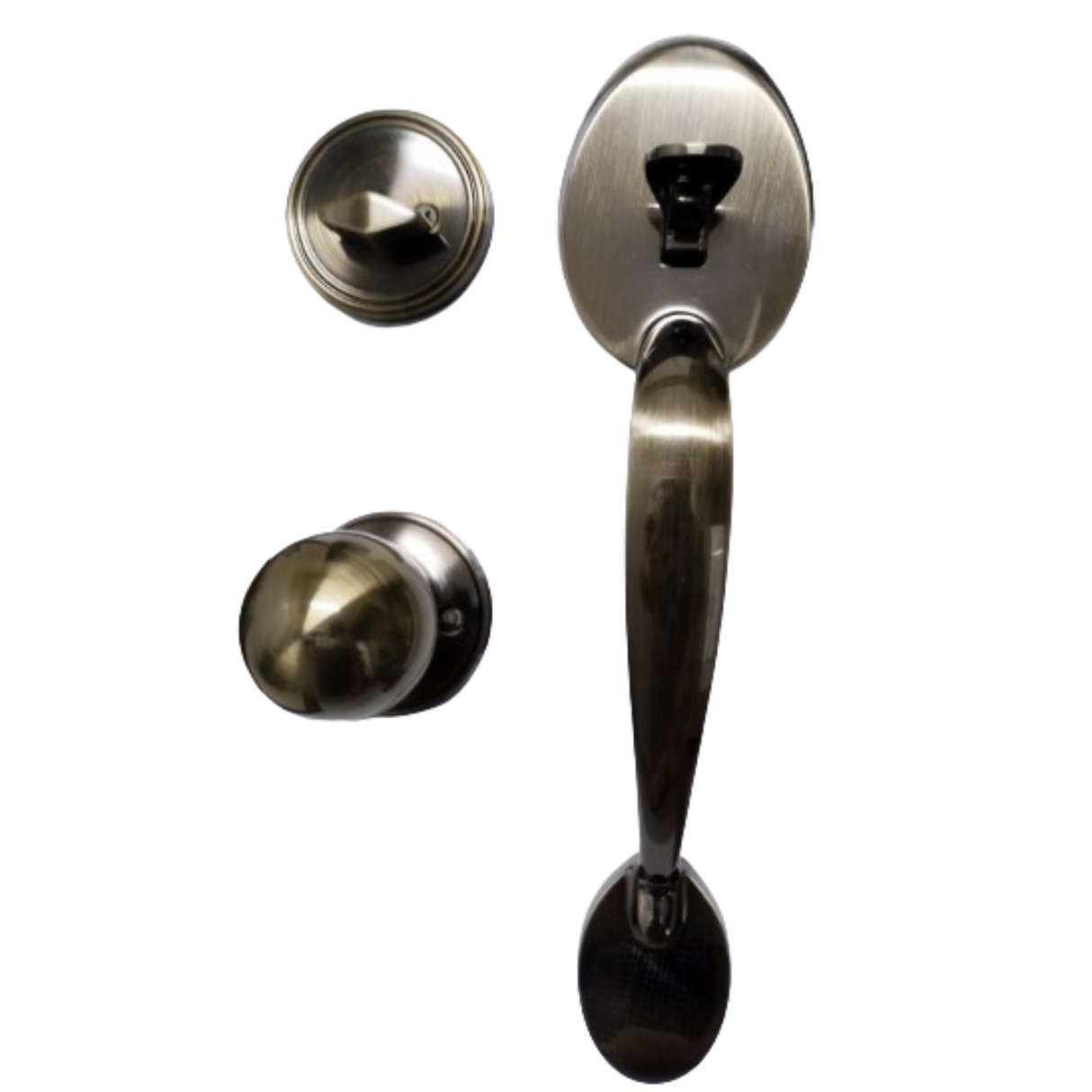 Entrance Grip Handle Lockset - Antique Brass - FOR SINGLE DOORS ONLY