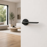 Matt Black Slim Lever Handle on Round Rose