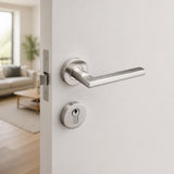 Brushed Stainless Steel Lever Handle on Rose - Pello