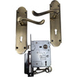 Classic Victorian Door Handle on Plate with SABS Approved Two Lever Lock - Antique Brass door handles on plate