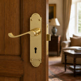 Traditional Victorian lever handle on backplate 195mm