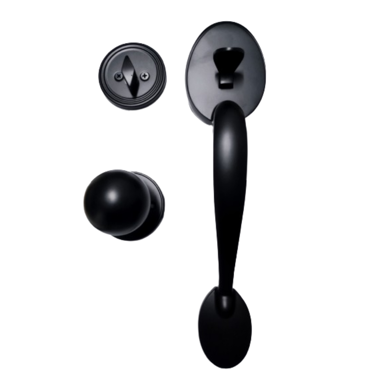 Entrance grip handle with latch and deadbolt in Matt Black - FOR SINGLE DOORS ONLY