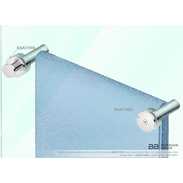 1006 Glass Mounting RL RND + PULL KNOB (Single Set) -POLS - Decor Handles - Bathroom Accessories