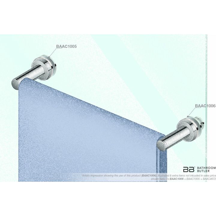 1006 Glass Mounting RL RND + PULL KNOB (Single Set) -POLS - Decor Handles - Bathroom Accessories