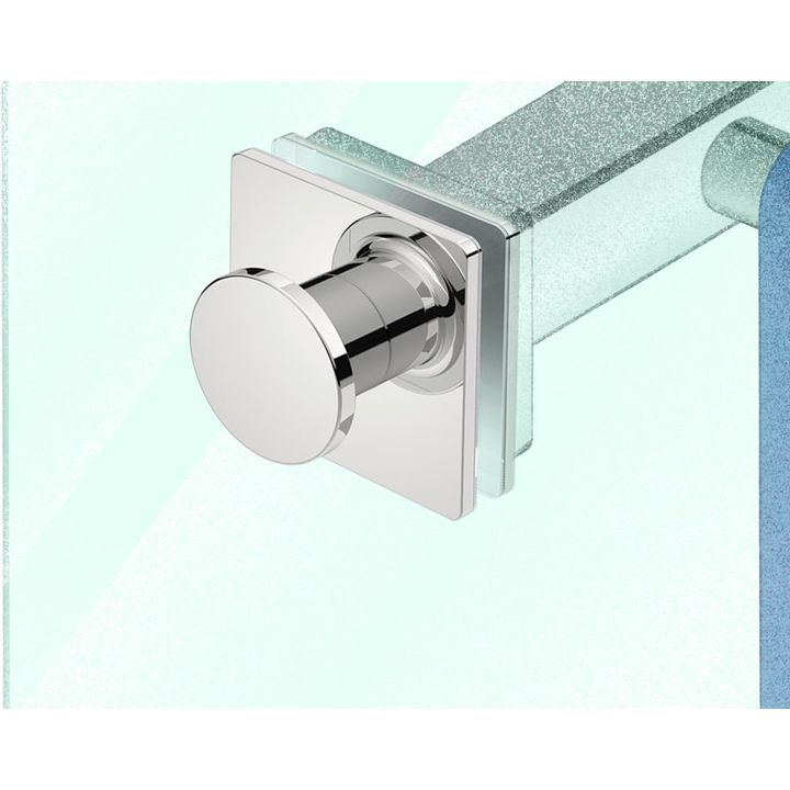 1008 Glass Mounting RL SQ + PULL KNOB (Single Set) -POLS - Decor Handles - Bathroom Accessories