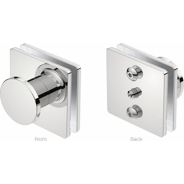 1008 Glass Mounting RL SQ + PULL KNOB (Single Set) -POLS - Decor Handles - Bathroom Accessories