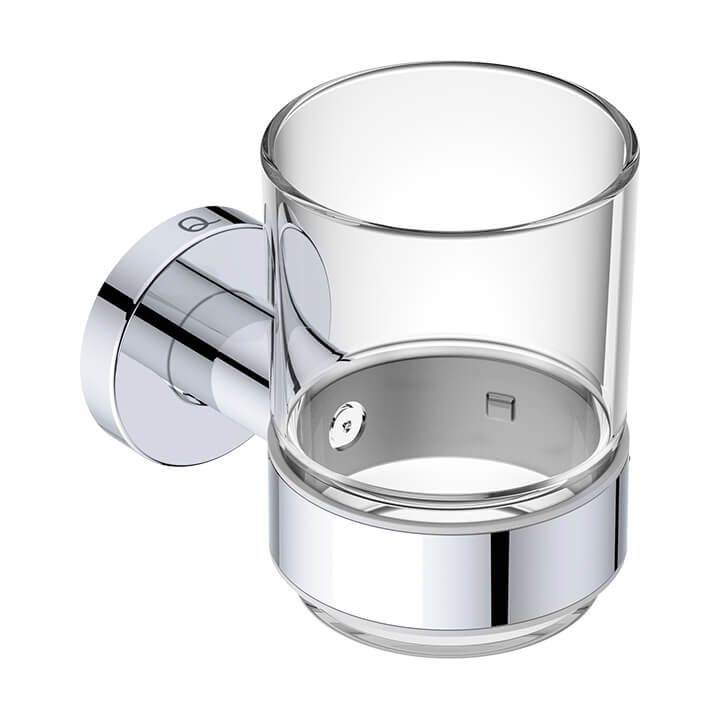 2332 LAVISH Glass Tumbler +Holder -CHRM - Decor Handles - Bathroom Accessories