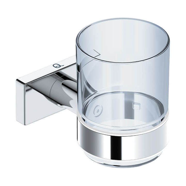 2532 HARMONY Glass Tumbler +Holder -CHRM - Decor Handles - Bathroom Accessories