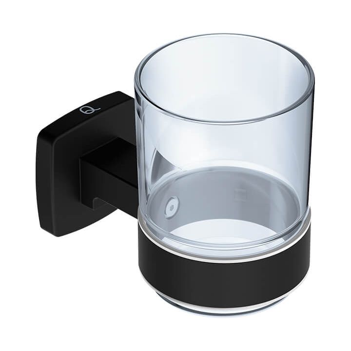 3132 INTEGRITY Glass Tumbler +Holder -MBLK - Decor Handles - Bathroom Accessories