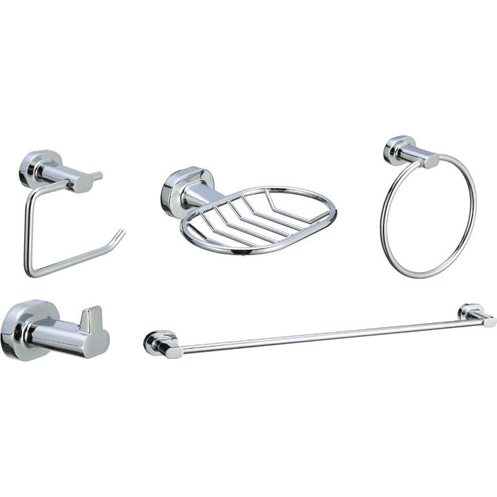 5 Piece Shiny Chrome Bathroom Set - Decor Handles - bathroom accessories