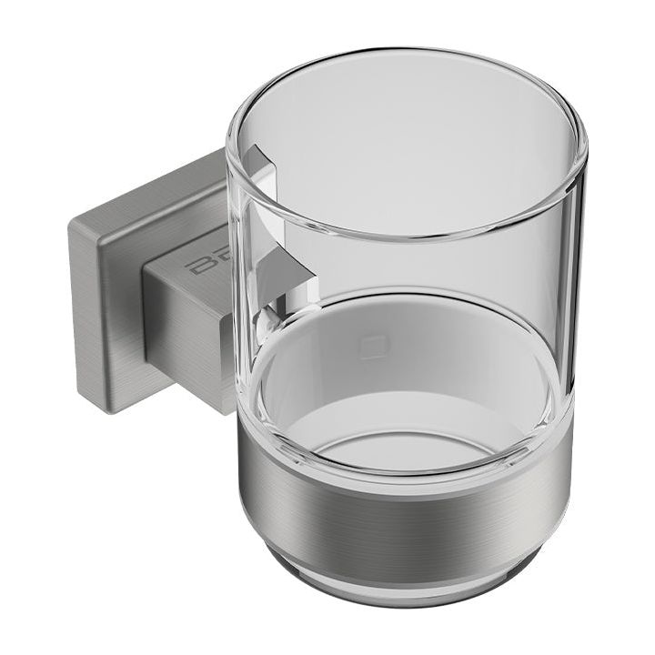 8532 Glass Tumbler + Holder -BRSH - Decor Handles - Bathroom Accessories