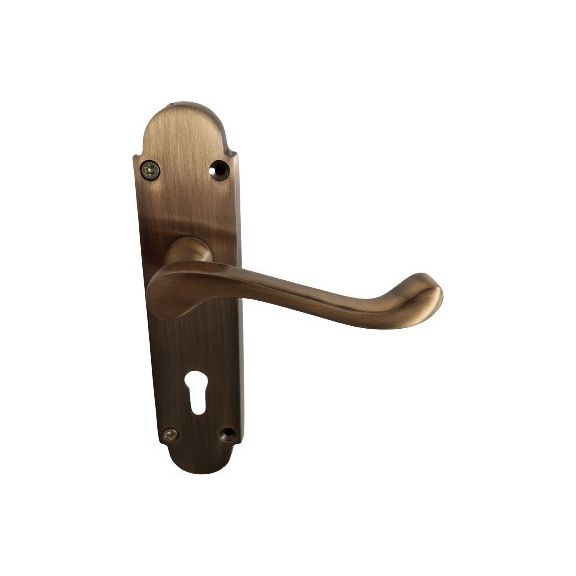 Antique Brass Door Handles - Lever Handle on Plate - Decor Handles - door handles on plate