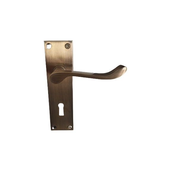 Antique Brass Door Handles - Lever Handle on Square Plate - Decor Handles - door handles on plate