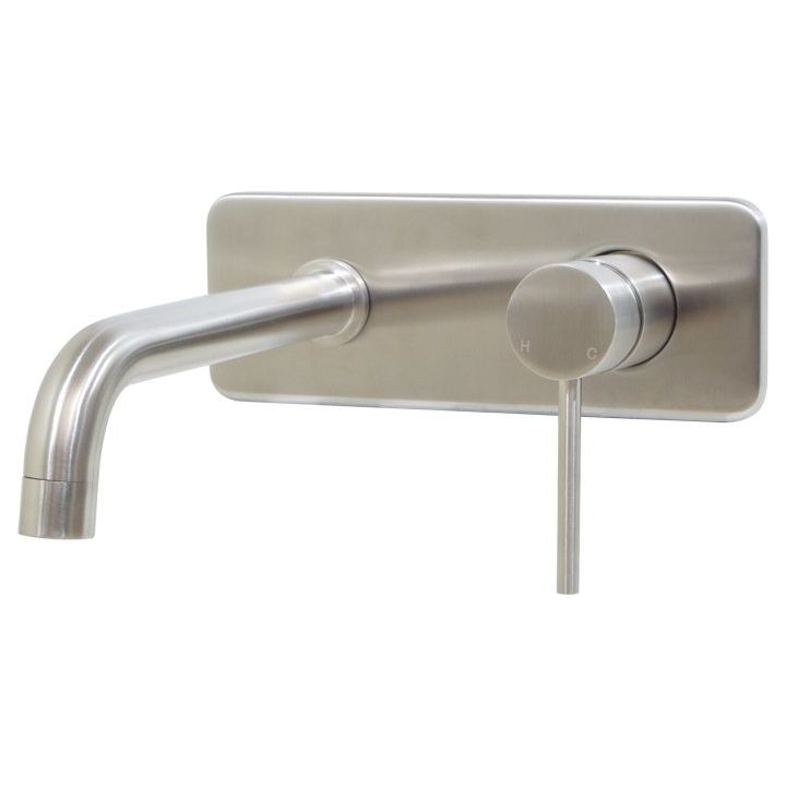 Basin Concealed Mixer with Spout - Neo Stainless Steel - Decor Handles - Taps