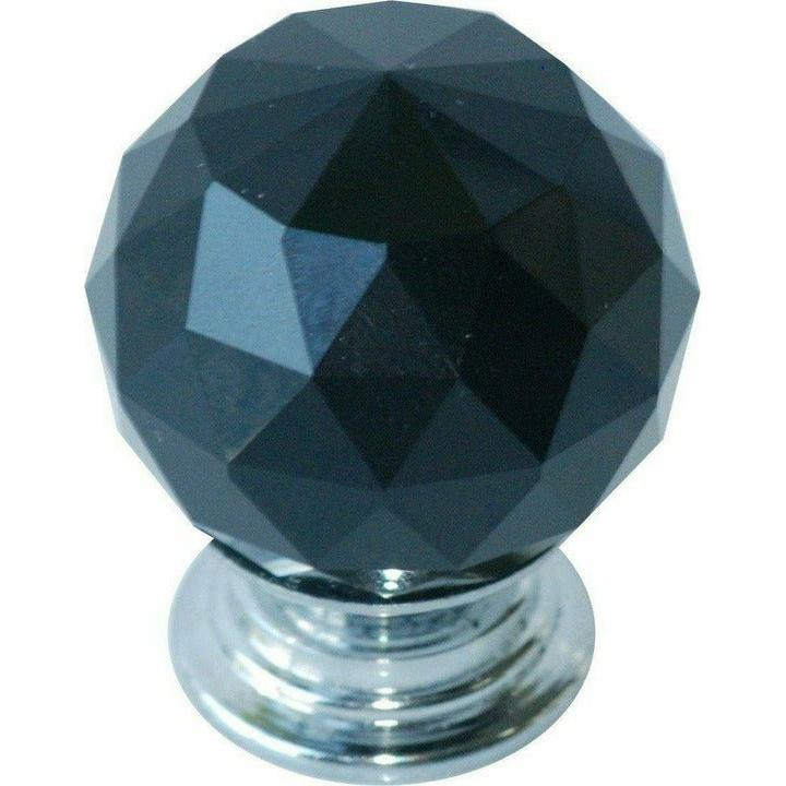 Black and white crystal knob 30mm - Decor Handles