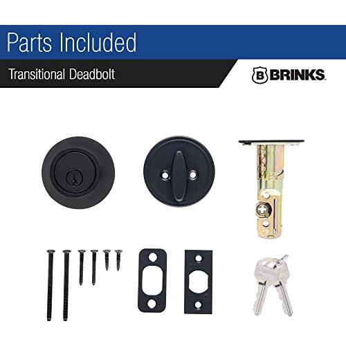 BRINKS - Transitional Single Cylinder Deadbolt, Matte Black - Decor Handles - DOOR LOCKS