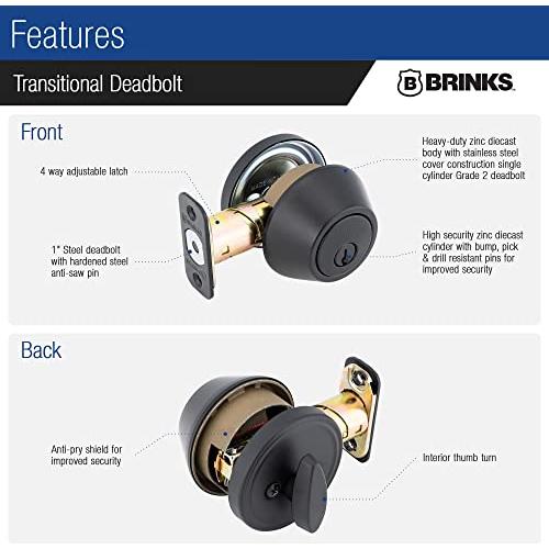 BRINKS - Transitional Single Cylinder Deadbolt, Matte Black - Decor Handles - DOOR LOCKS