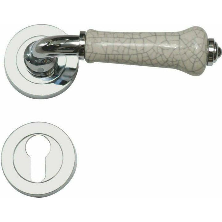 Ceramic lever handle on rose - Decor Handles