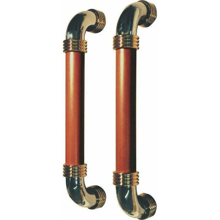 Chrome, gold and cherry wood pull handle - Decor Handles