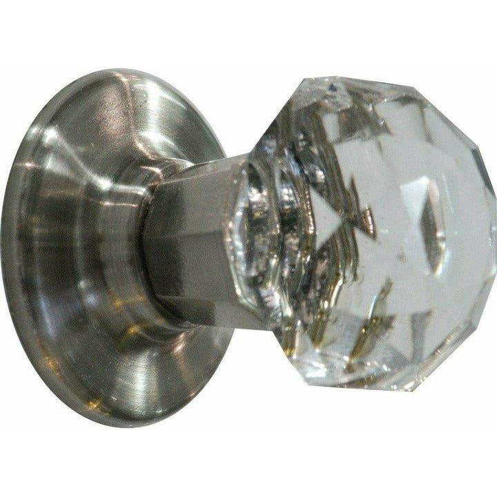 Crystal knob with brushed chrome base - Decor Handles