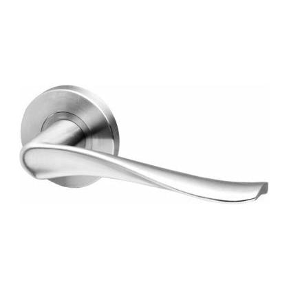 Curved Solid Stainless Steel Handle on Rose - Decor Handles