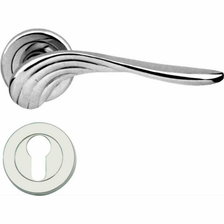 Curved "swan" lever handle on rose - Decor Handles