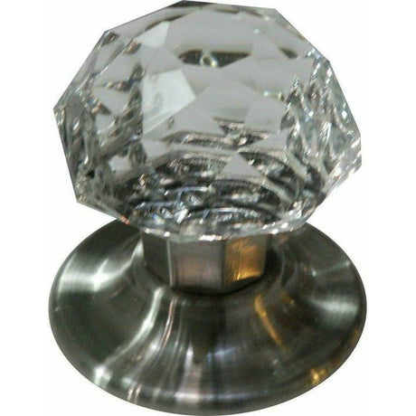 Crystal knob with brushed chrome base