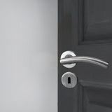 Curved Stainless Steel Lever Handle on Rose with 2 Lever Lock