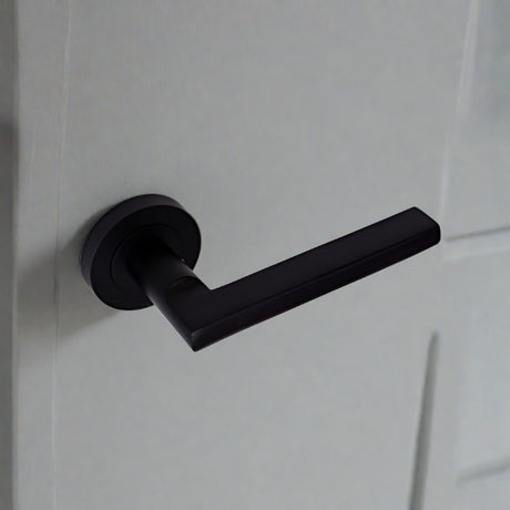 Modern Black Stainless Steel Door Handle on Rose "Pelo" - Decor Handles - door handle on rose